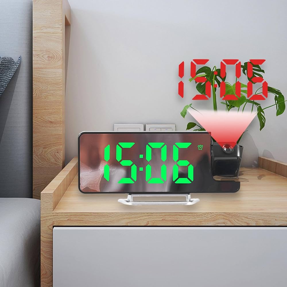 3 ইন 1 LED মিরর ক্লক, প্রজেকশনসহ