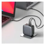 LDNIO Q408 100W GaN চার্জার, 4 পোর্ট (USB ও 3টি USB-C) – গ্রে/সিলভার-ব্ল্যাক