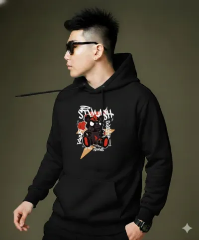 DTF Printed Drop Shoulder Cotton Hoodie, Chest 40 to 46 Inch