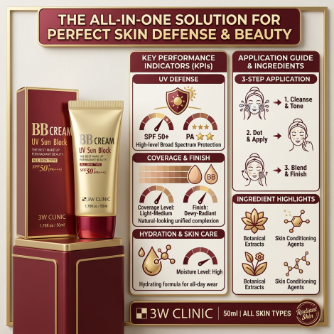 3W Clinic BB ক্রিম UV সান ব্লক SPF 50+ PA+++ 50ml