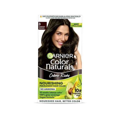 Garnier Color Naturals Creme Riche পারমানেন্ট হেয়ার কালার 3 Darkest Brown 70ml+60g