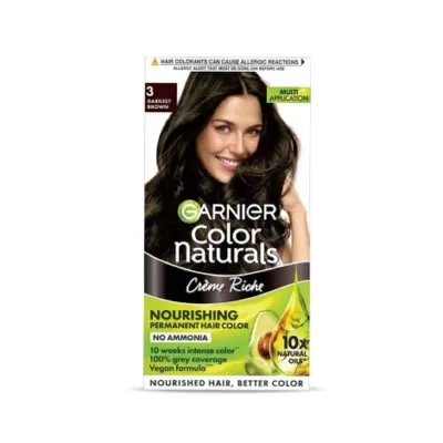 Garnier Color Naturals Creme Riche পারমানেন্ট হেয়ার কালার 3 Darkest Brown 70ml+60g