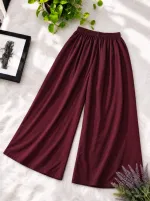 Women's Solid Colour Linen Palazzo, Free Size Waist 28 to 42