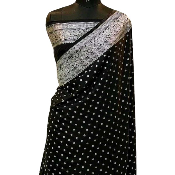 ব্লক প্রিন্ট হাফ সিল্ক শাড়ি