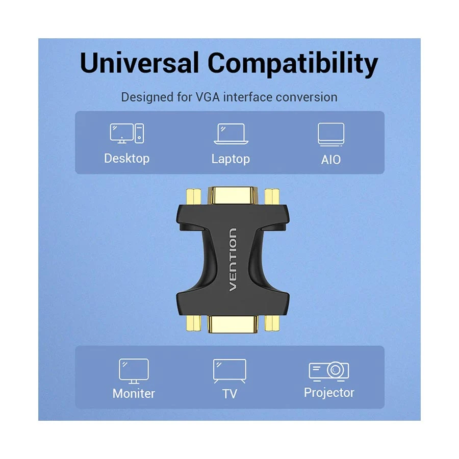 Vention DDGB0 VGA Male to Female Black Converter
