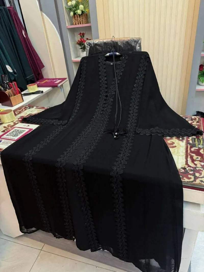 Lace Work Borka with Koti, Inner and Hijab, Ghera 200