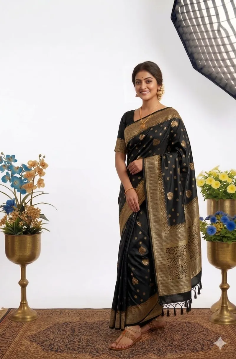 Silk Screen Print Saree with Matching Blouse Piece, 6 Colours