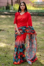 Chanderi Silk Saree, Digital Print Design, Only Saree, 4 Colours