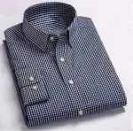 Men's Long Sleeve Office Check Shirt in Pure Cotton, M to XL