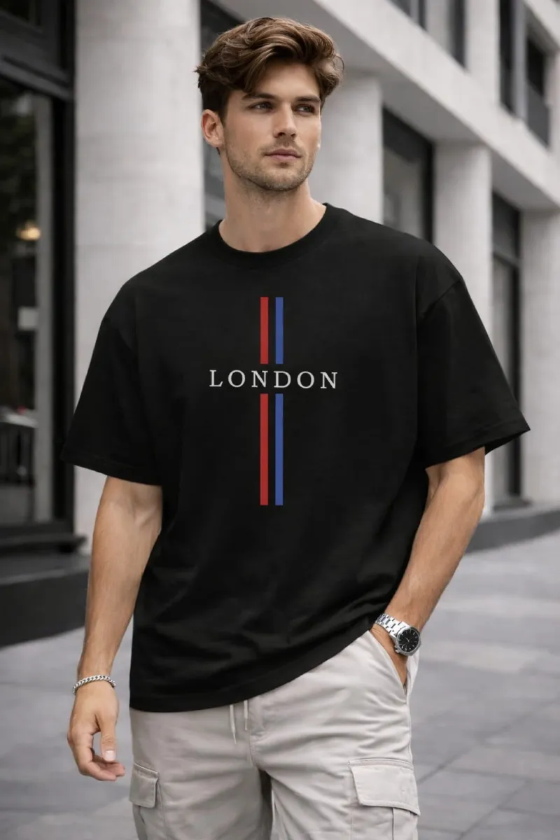 Pure Cotton Drop Shoulder T-Shirt with DTF Print, 6 Colours