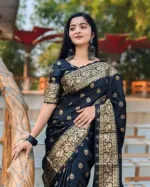 Women's Silk Saree with Skin Print and Matching Blouse Piece