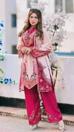 Women's Cotton Silk Dress Set, Sizes 38 to 46, 3 Colours