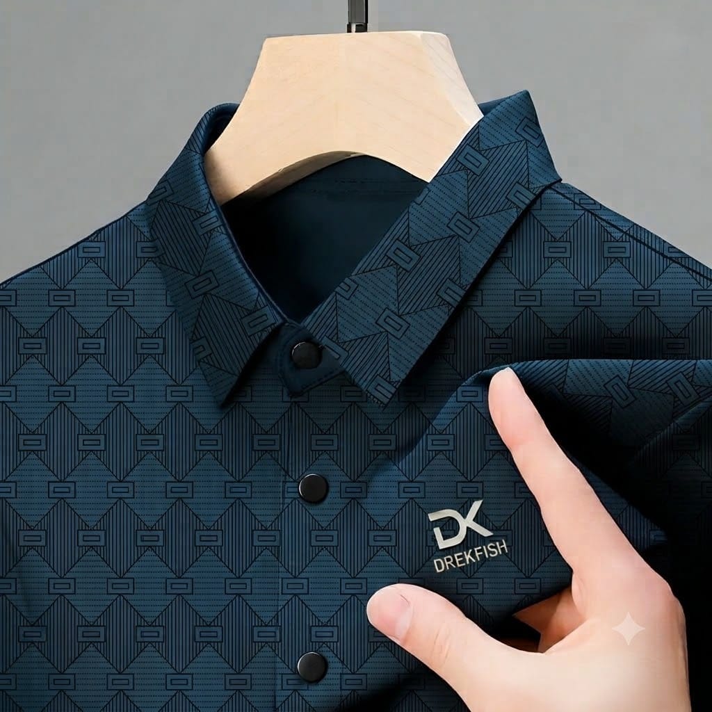 Men's Sewing-Less Polo Shirt with Metal Buttons, Sizes M to XXL