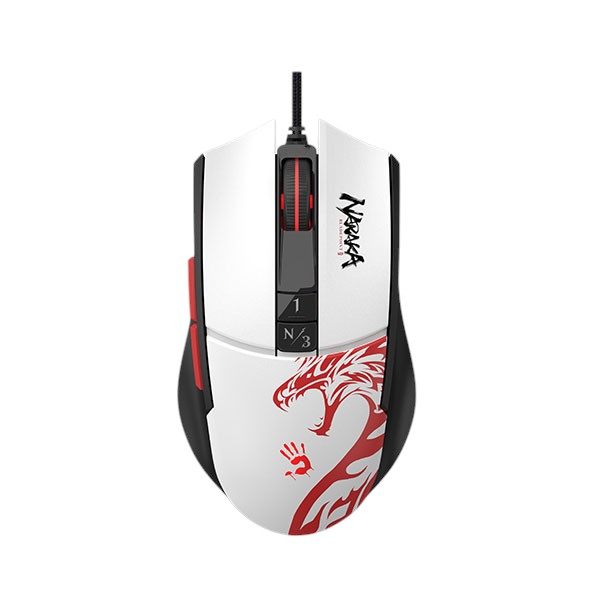 A4tech Bloody L65 Max Naraka সংস্করণ হালকা ওজনের RGB গেমিং মাউস ১২,০০০ CPI স্বচ্ছ হানিকম শেল স্বয়ংক্রিয় কাস্টমাইজড RGB অ্যানিমেশন