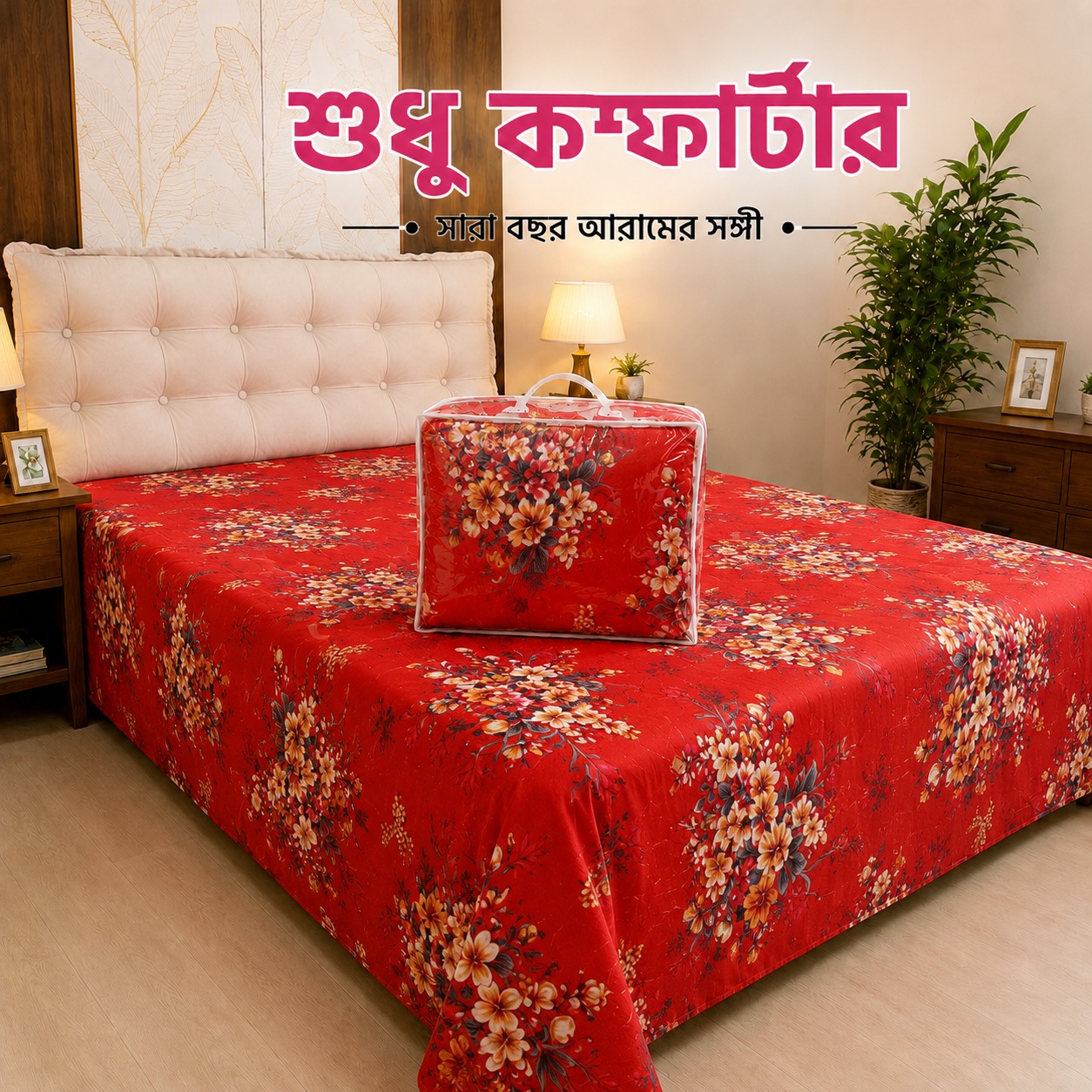 Twill Cotton Comforter, 7 x 7.5 Feet, Digital Print