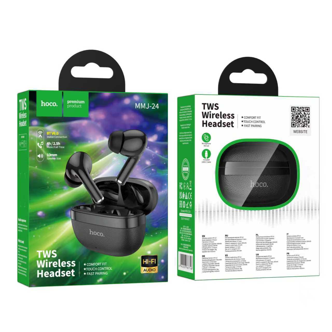 Hoco MMJ-24 ওয়্যারলেস নেকব্যান্ড হেডসেট – Bluetooth 6.0, টাচ কন্ট্রোল
