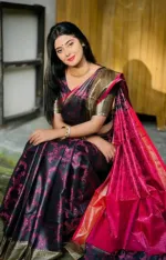 জরির কাজের বেনারসি কাতান সিল্ক শাড়ি, ম্যাচিং ব্লাউজ পিসসহ