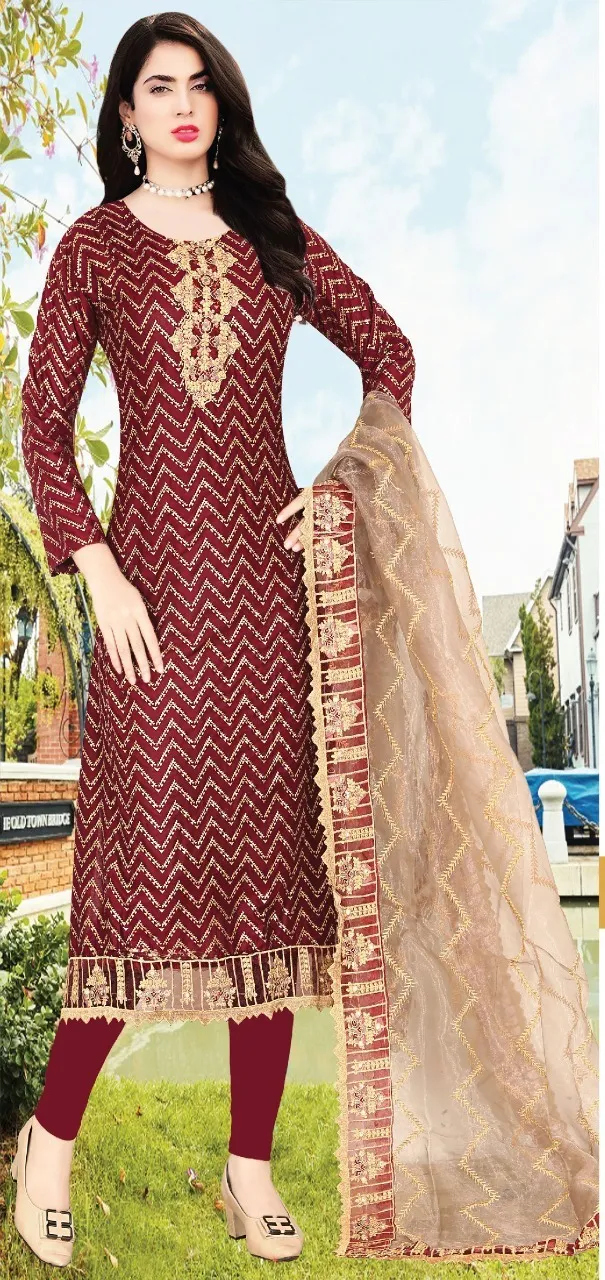 Women's AC Cotton Three Piece with Embroidery and All-Over Print