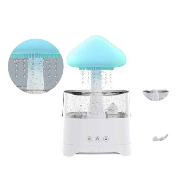 5 IN 1 Bluetooth Speaker Rain Cloud Humidifier, switchable 7 colors, 450ml capacity super quiet, intelligent anti-dry function