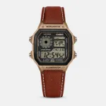 Casio Illuminator লেদার স্ট্র্যাপ ঘড়ি – ওয়ার্ল্ড ম্যাপ ডায়াল