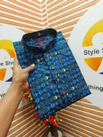 Men's Snap Button Cotton Panjabi with Digital Print, M to XL