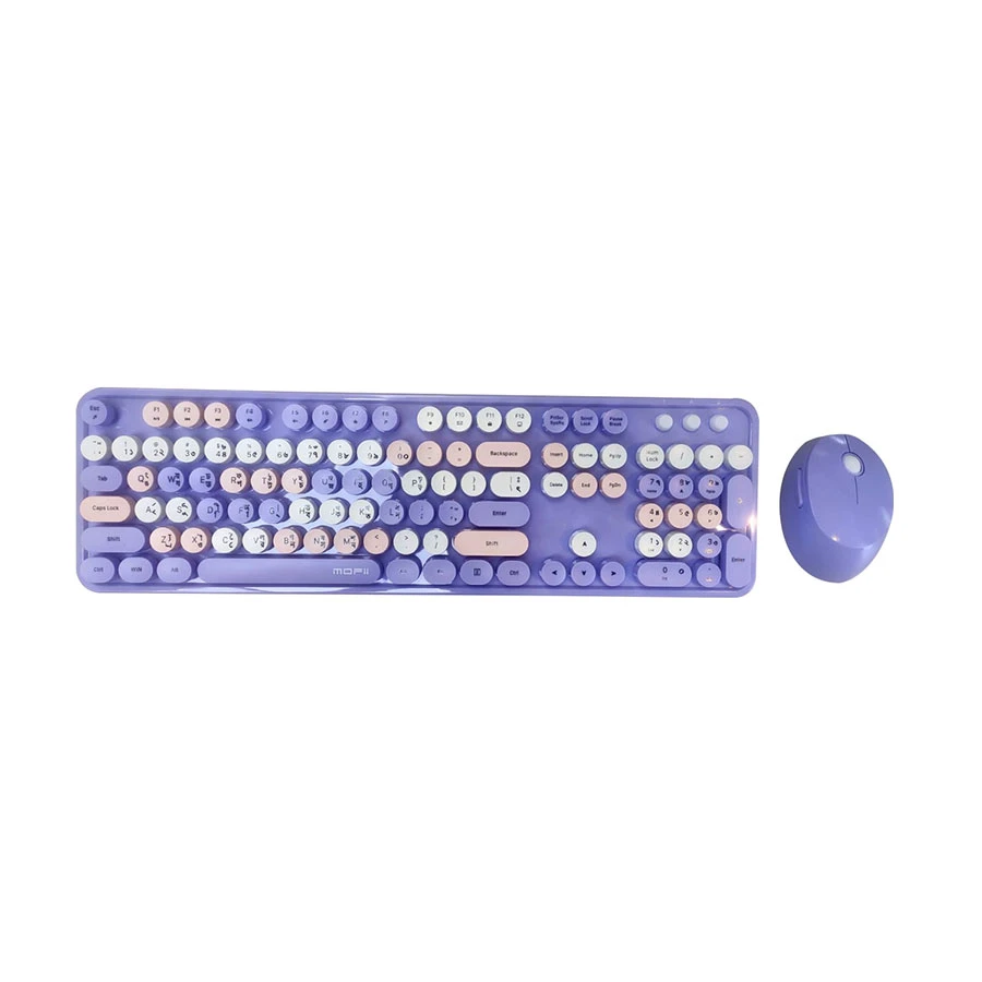 MOFII Sweet Mixed Purple Wireless Keyboard & Mouse Combo with Bangla