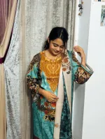 Women's Micro Fabric Three Piece with Butter Silk Salwar, XL and XXL
