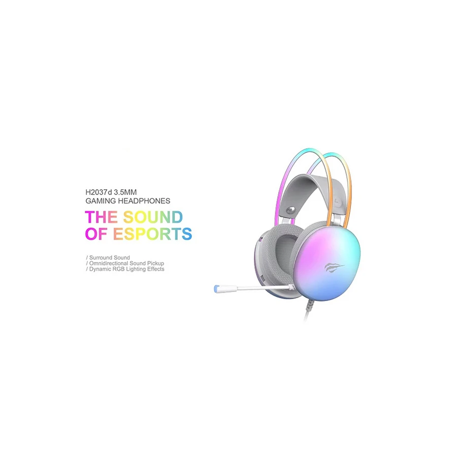 Havit Gamenote H2037d RGB Wired White Gaming Headphone