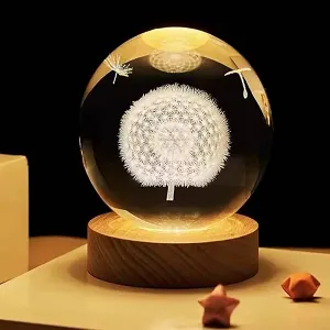 3D ক্রিস্টাল বল নাইট লাইট – Dandelion (7 কালার বেস)