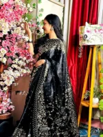 Women's Screen Print Silk Saree, Blouse Piece, 6 Colour Choices