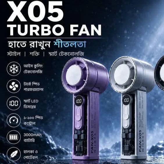 X05 হ্যান্ডহেল্ড হাই-স্পিড টার্বো কুলিং ফ্যান 3000mAh