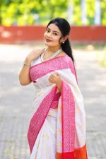 Kashmiri Work Katan Saree with Buti Design and Blouse Piece