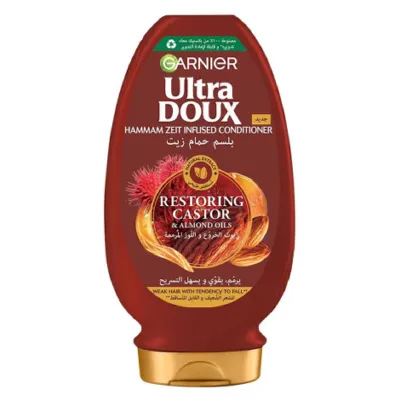 Garnier Ultra Doux রিস্টোরিং ক্যাস্টর অয়েল ও আমন্ড অয়েল কন্ডিশনার 360 মিলি