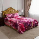 রঙিন 3D প্রিন্ট বেডশিট সেট – ভেলভেট, 8ft x 7.5ft