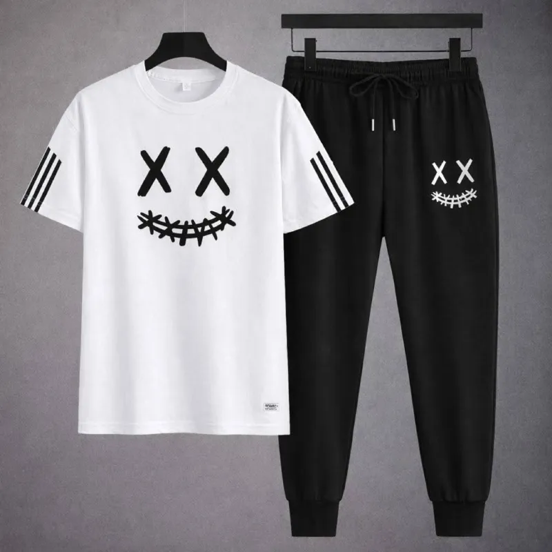 Men's Mesh Fabric Tee and Full Pant Two-Piece Set, 6 Colours