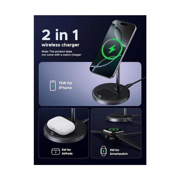 Ugreen W710 15W Qi2 2-in-1 ম্যাগনেটিক ওয়্যারলেস চার্জার