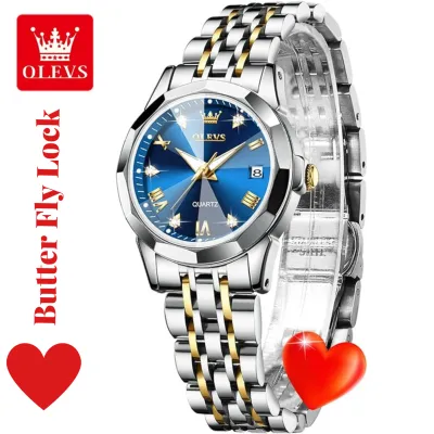 OLEVS 9931 মেয়েদের বাটারফ্লাই লক ঘড়ি – সিলভার ব্লু