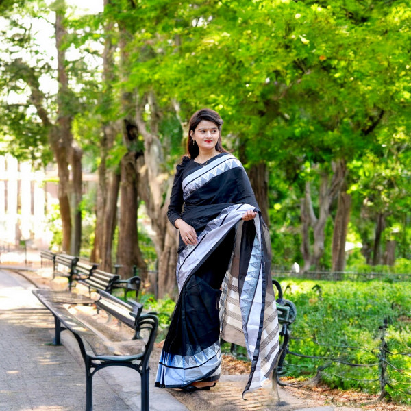 Premium Black Cotton Silk Saree