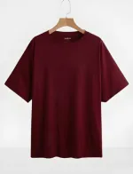 Men's Soft Cotton Drop Shoulder T-Shirt, Solid Colours