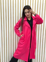 Women's Suede Leather Overcoat with Belt, 280 GSM