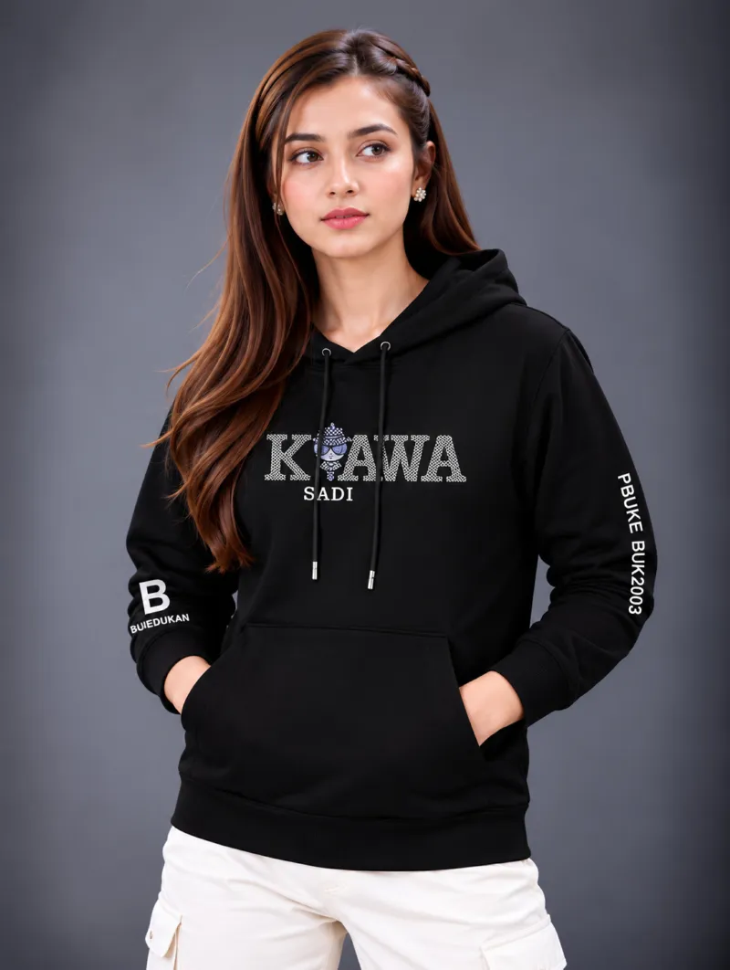 Women's Semi Baggy Brushed Cotton Hoodie, DTF Print, 5 Colours