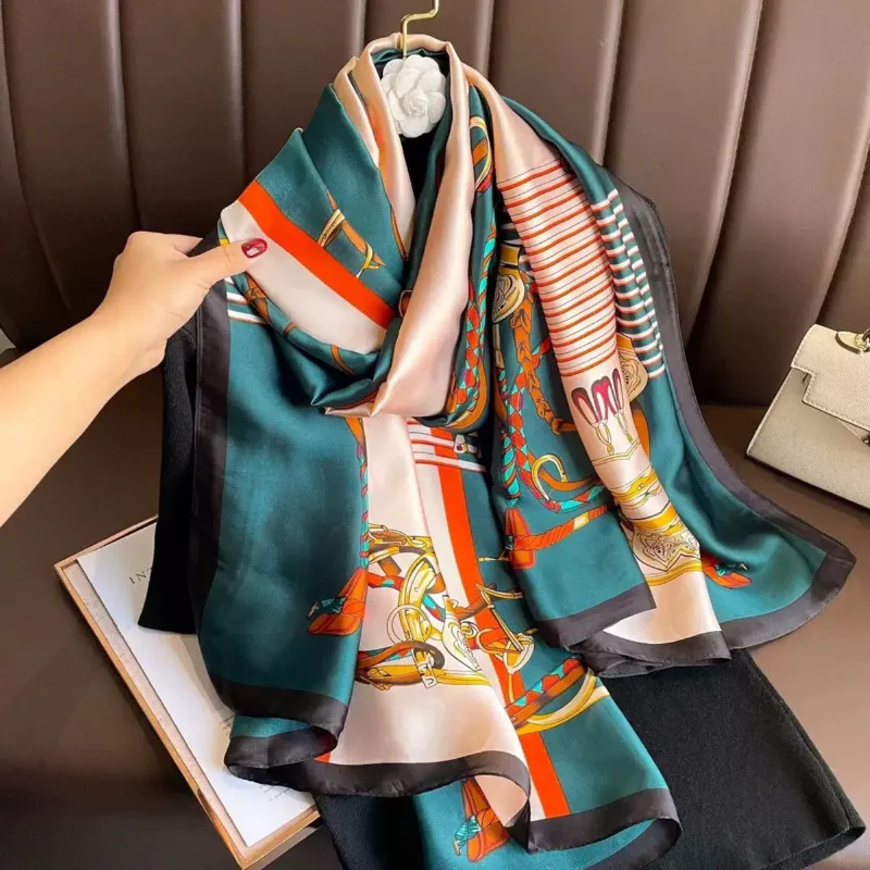 Printed Satin Silk Scarf for Neck, Hijab, Shawl or Bag