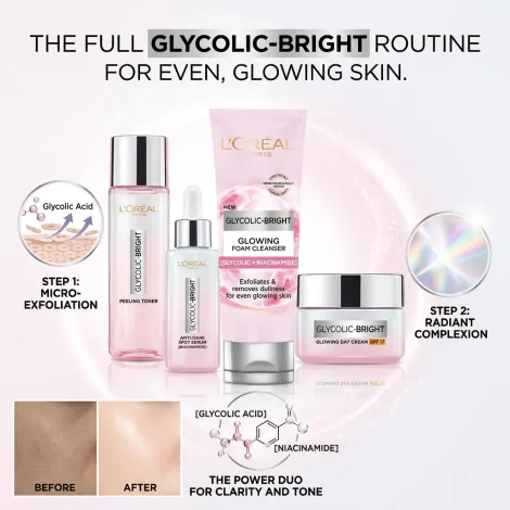 L'Oreal Glycolic Bright গ্লোয়িং ফোম ক্লিনজার 100ml