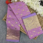 হাফ সিল্ক জামদানি শাড়ি কম্বো সেট - হালকা বেগুনি