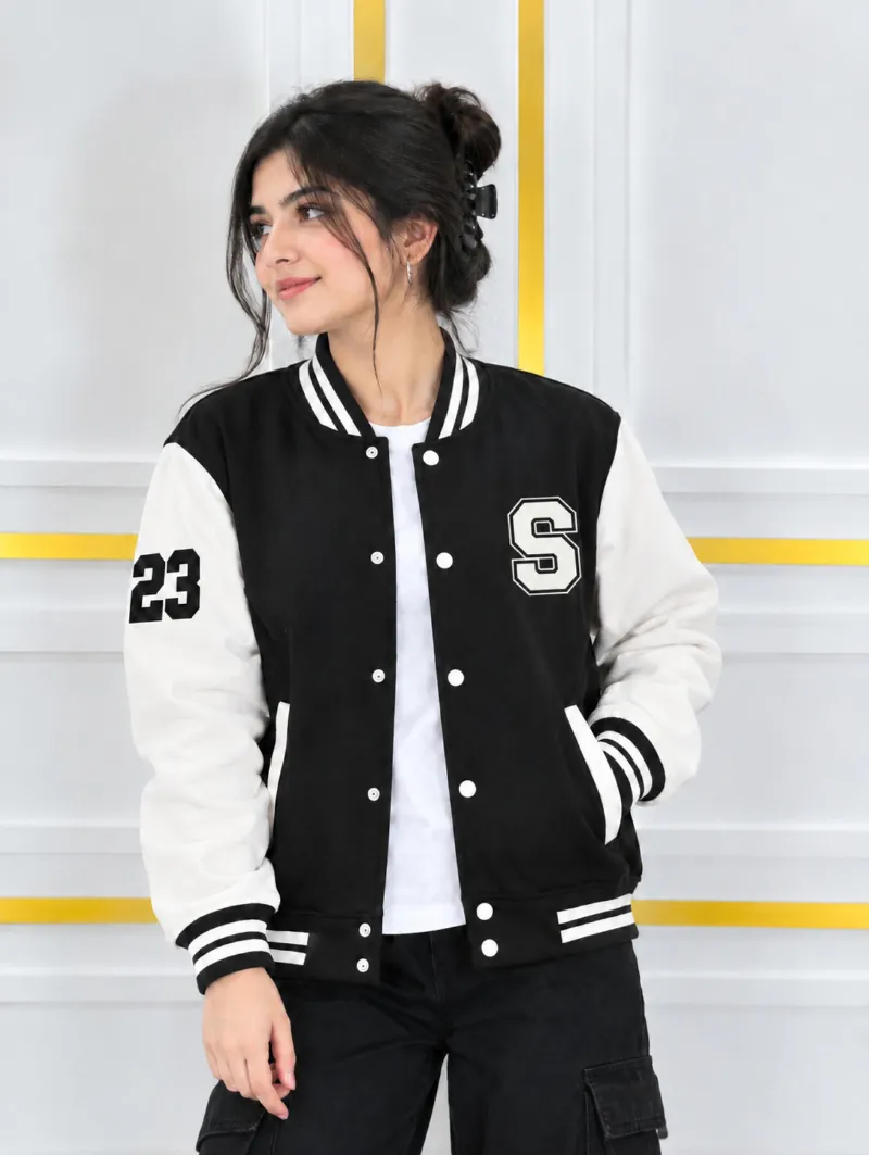 Brushed Cotton Varsity Jacket for Men and Women, Sizes M to XL