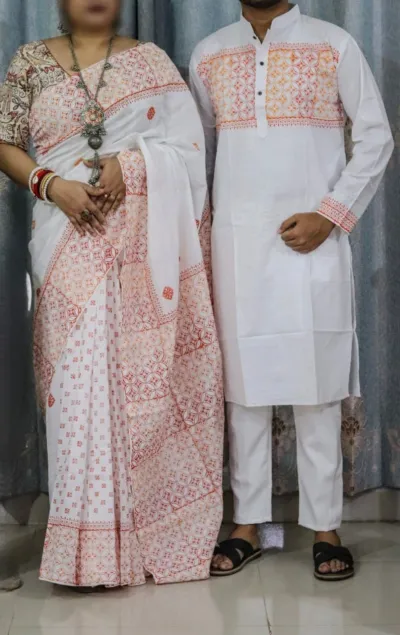 ধুপিয়ান ও হাফ সিল্ক শাড়ি, পাঞ্জাবির কাপল সেট, 6 রং