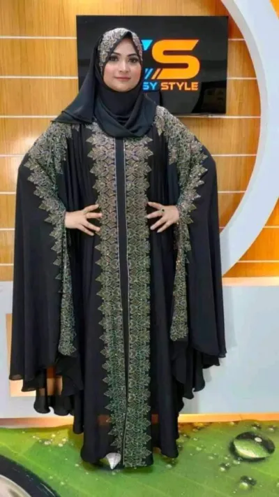 আরাবিয়া ফুল স্টোন ওয়ার্ক বোরকা হিজাবসহ, চেরি কাপড়