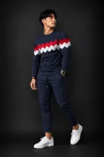 Men's Full Sleeve Mesh T-Shirt and Polyester Trouser Set, 160 GSM