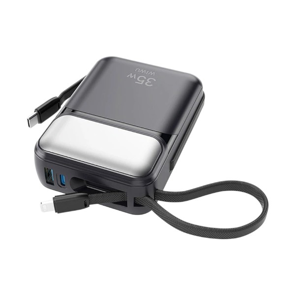 WiWU Galaxy Series P036 ডুয়াল ক্যাবল 20000mAh 35W পাওয়ার ব্যাংক, ডিজিটাল ডিসপ্লে (ব্ল্যাক)