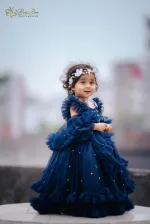 Girls' AC Net Party Dress with Bead Work, Ages 3 to 12